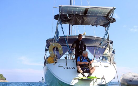 Sailing yacht with captain and diving instructor